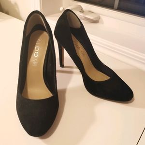 Aldo Classic Black Suede High Heel, Size 6